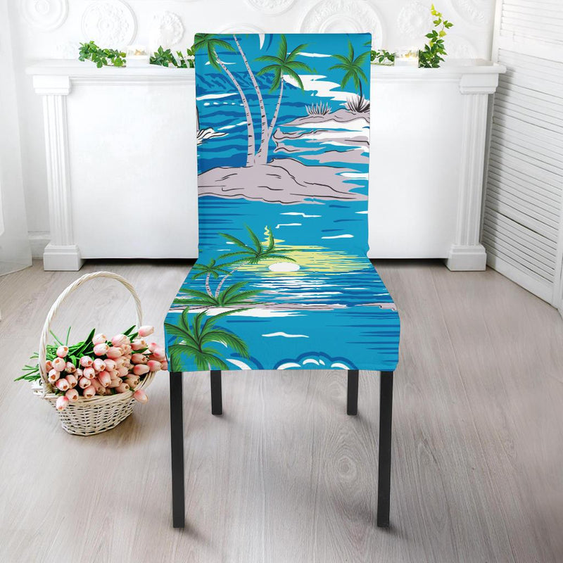 Palm Tree Beach Dining Chair Slipcover-JORJUNE.COM