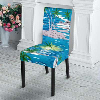 Palm Tree Beach Dining Chair Slipcover-JORJUNE.COM