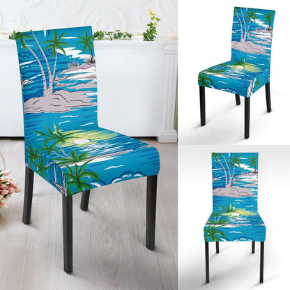 Palm Tree Beach Dining Chair Slipcover-JORJUNE.COM