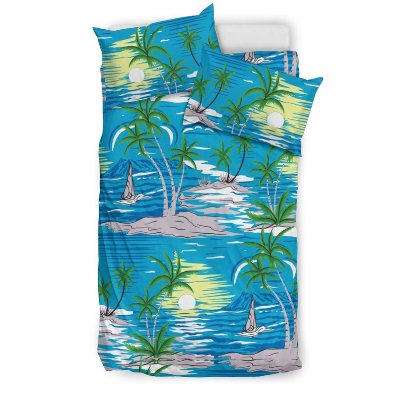 Palm Tree Beach Duvet Cover Bedding Set