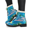 Palm Tree Beach Faux Fur Leather Boots