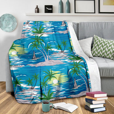 Palm Tree Beach Fleece Blanket