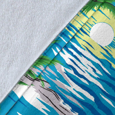 Palm Tree Beach Fleece Blanket