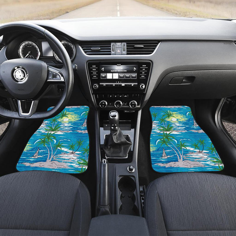 Palm Tree Beach Front and Back Car Floor Mats