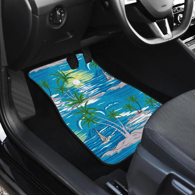 Palm Tree Beach Front and Back Car Floor Mats