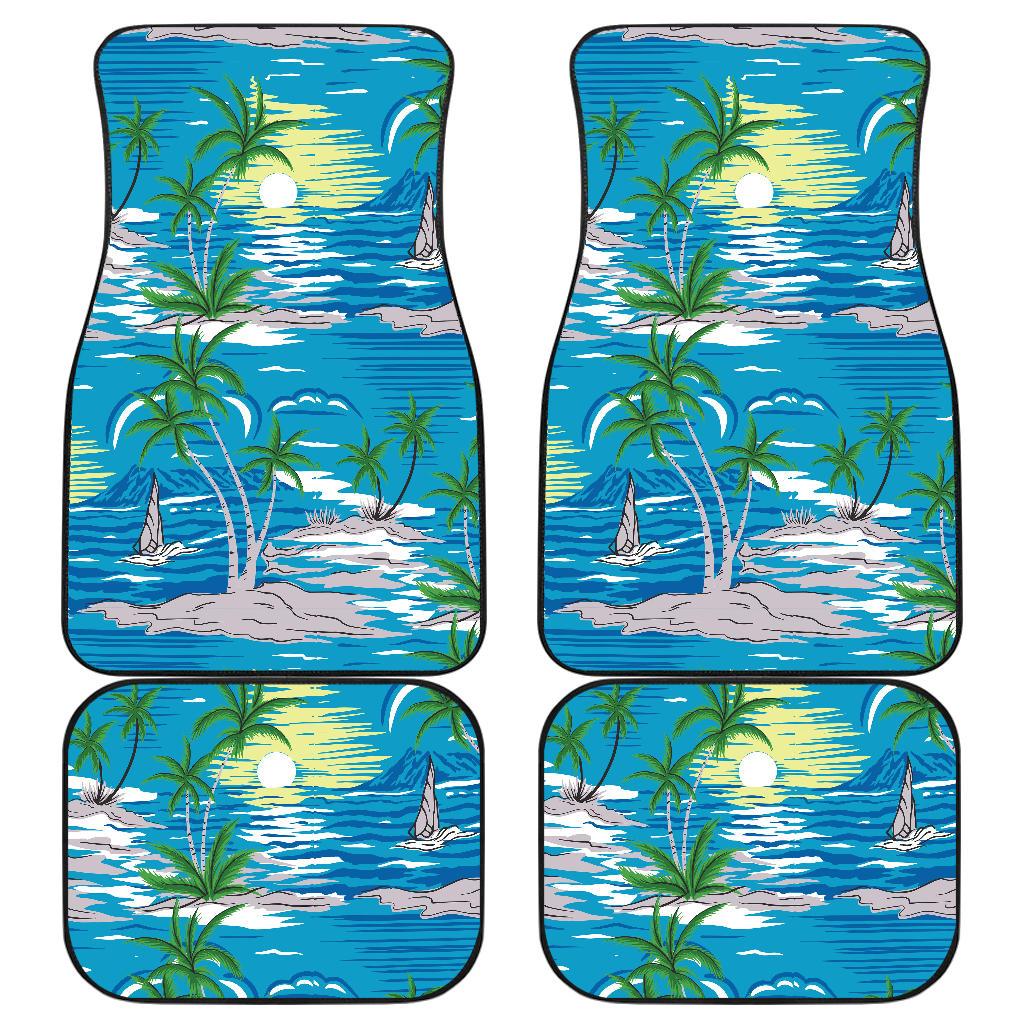 Palm Tree Beach Front and Back Car Floor Mats