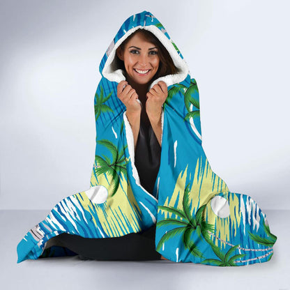 Palm Tree Beach Hooded Blanket-JORJUNE.COM