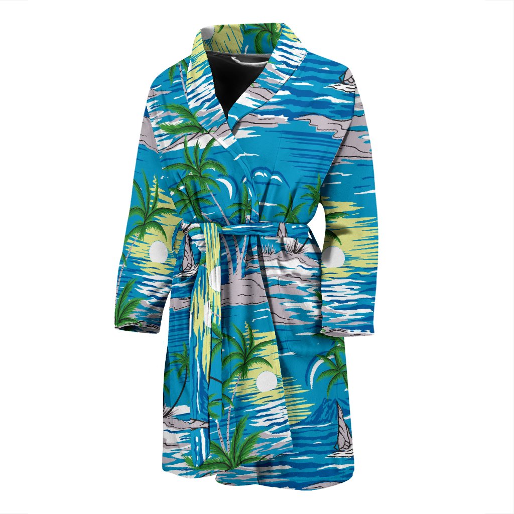 Palm Tree Beach Men Bath Robe