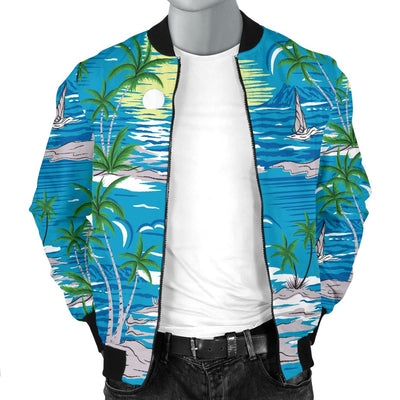 Palm Tree Beach Men Casual Bomber Jacket