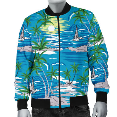 Palm Tree Beach Men Casual Bomber Jacket