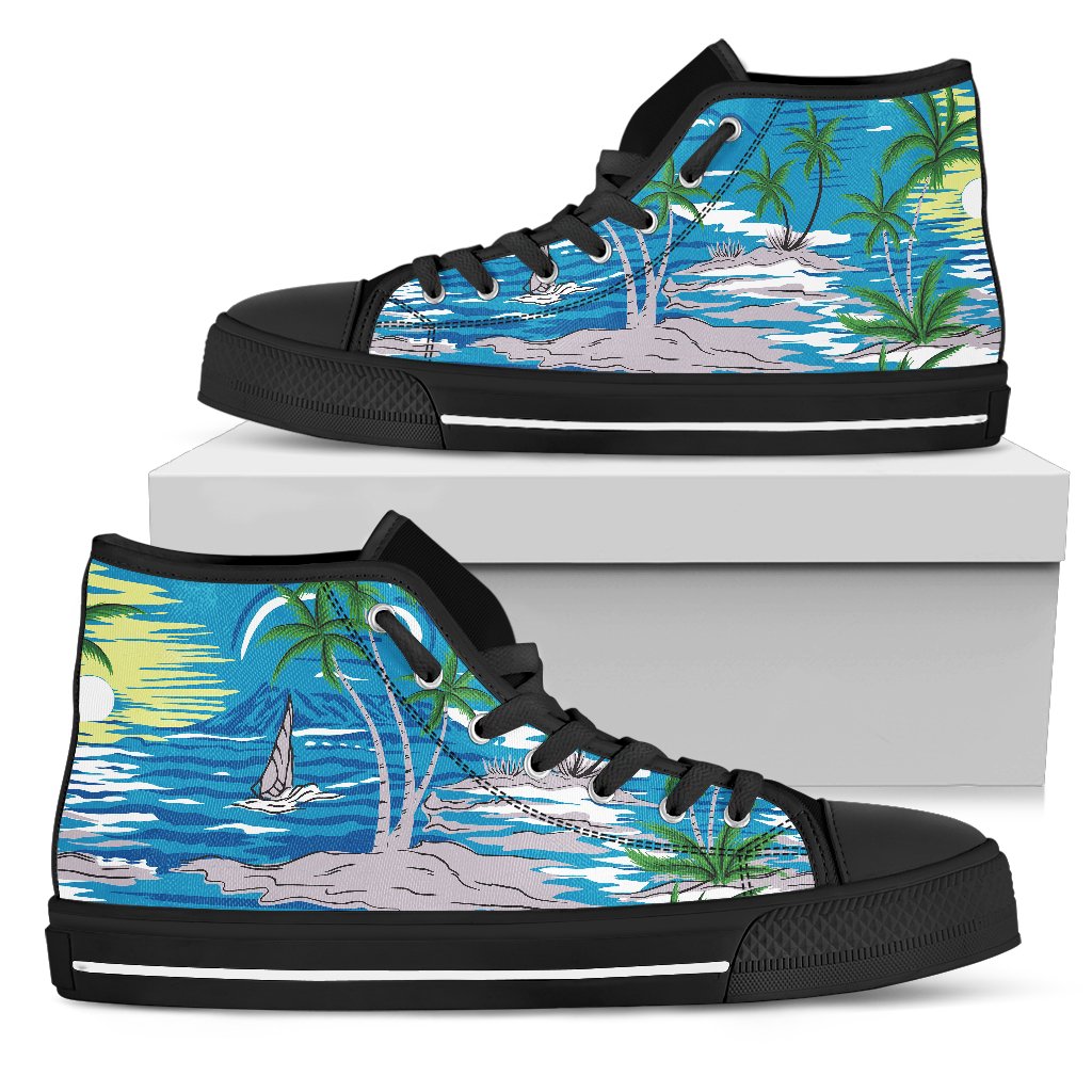 Palm Tree Beach Men High Top Shoes