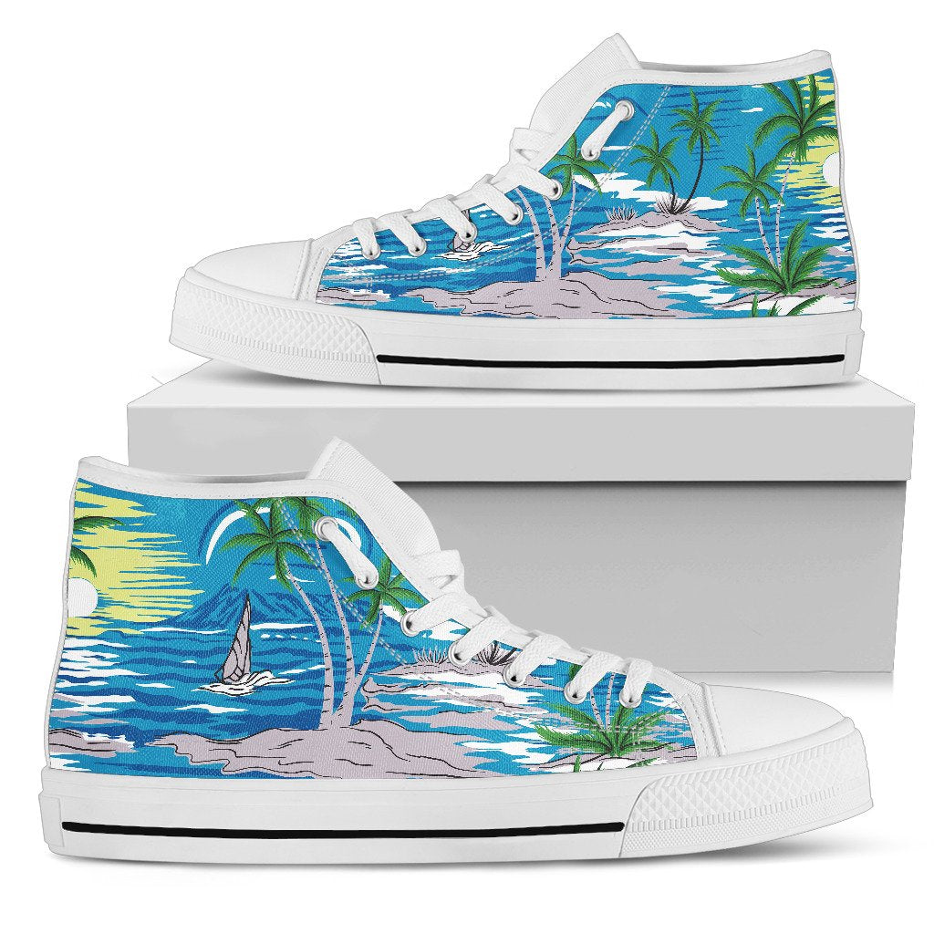 Palm Tree Beach Men High Top Shoes