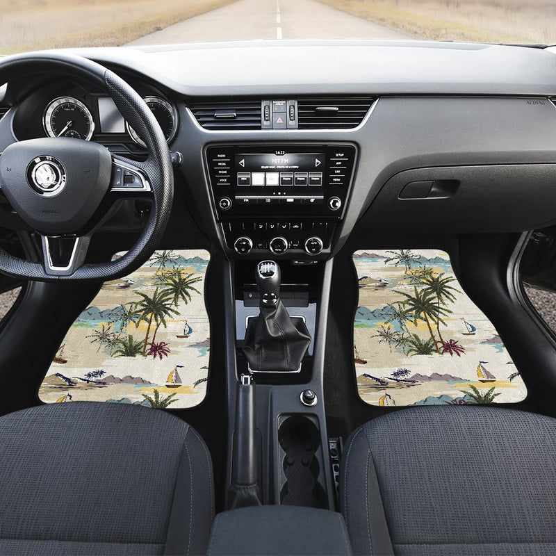 Palm Tree Beach Print Car Floor Mats