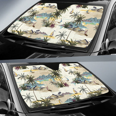 Palm Tree Beach Print Car Sun Shade-JorJune