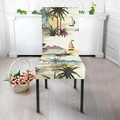 Palm Tree Beach Print Dining Chair Slipcover-JORJUNE.COM