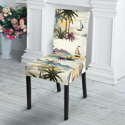 Palm Tree Beach Print Dining Chair Slipcover-JORJUNE.COM