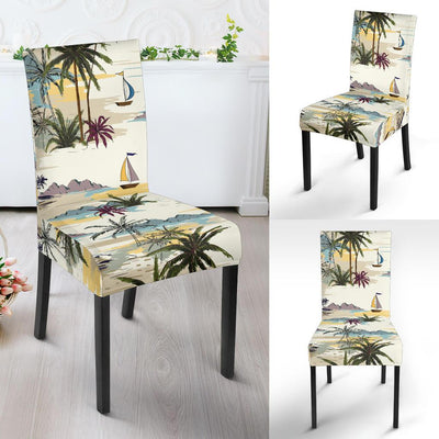 Palm Tree Beach Print Dining Chair Slipcover-JORJUNE.COM