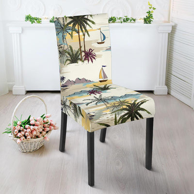 Palm Tree Beach Print Dining Chair Slipcover-JORJUNE.COM