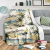 Palm Tree Beach Print Fleece Blanket