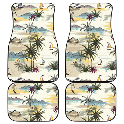 Palm Tree Beach Print Front and Back Car Floor Mats