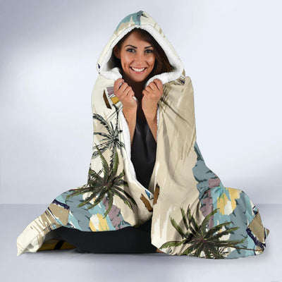 Palm Tree Beach Print Hooded Blanket-JORJUNE.COM