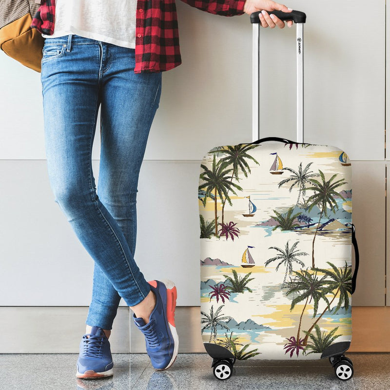 Palm Tree Beach Print Luggage Cover Protector