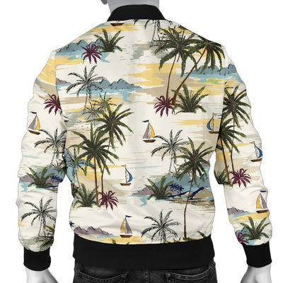 Palm Tree Beach Print Men Casual Bomber Jacket