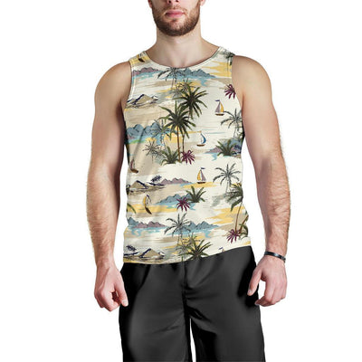 Palm Tree Beach Print Men Tank Top