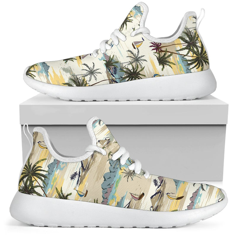 Palm Tree Beach Print Mesh Knit Sneakers Shoes