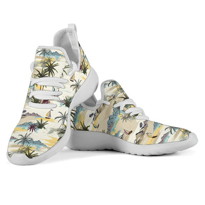 Palm Tree Beach Print Mesh Knit Sneakers Shoes