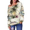 Palm Tree Beach Print Off Shoulder Sweatshirt