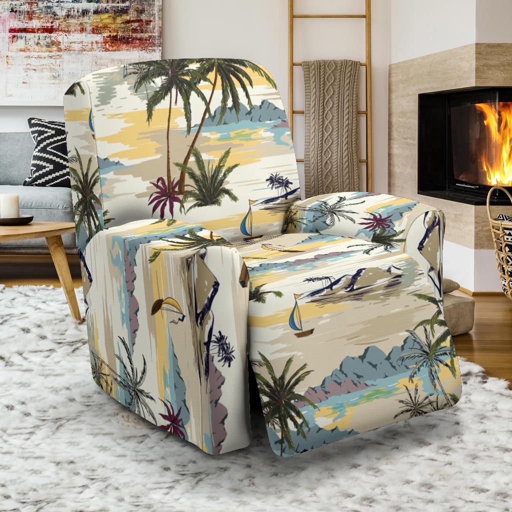 Palm Tree Beach Print Recliner Slipcover-JORJUNE.COM