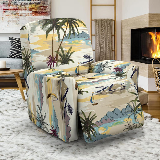 Palm Tree Beach Print Recliner Slipcover-JORJUNE.COM