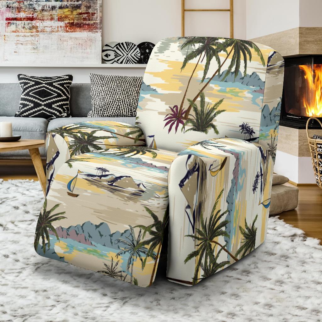 Palm Tree Beach Print Recliner Slipcover-JORJUNE.COM