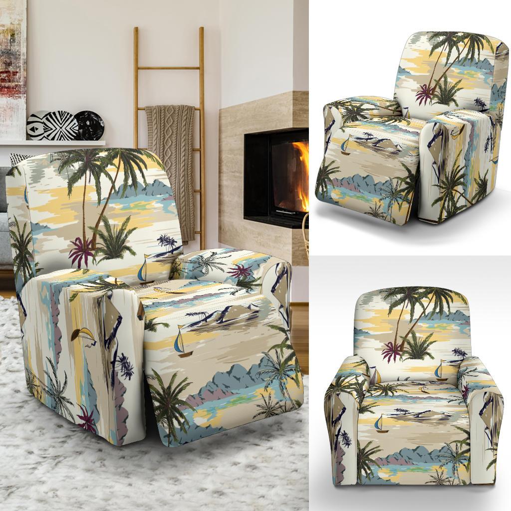 Palm Tree Beach Print Recliner Slipcover-JORJUNE.COM