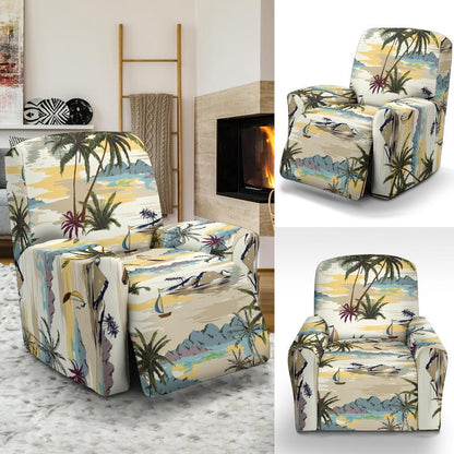 Palm Tree Beach Print Recliner Slipcover-JORJUNE.COM