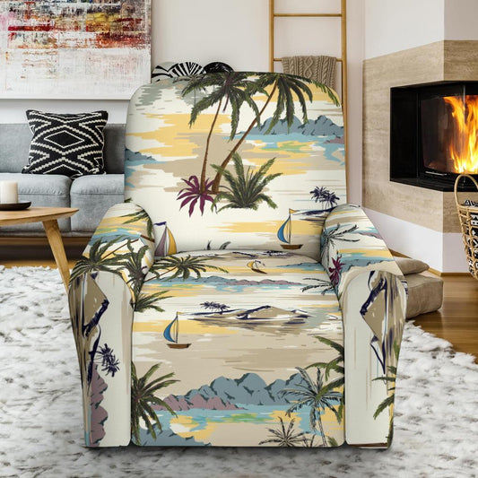 Palm Tree Beach Print Recliner Slipcover-JORJUNE.COM