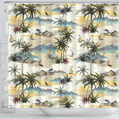 Palm Tree Beach Print Shower Curtain