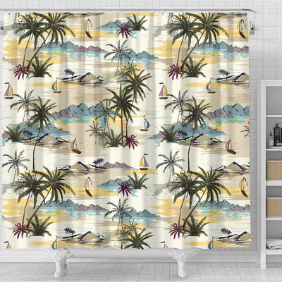 Palm Tree Beach Print Shower Curtain