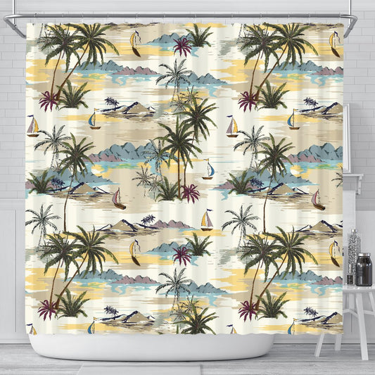 Palm Tree Beach Print Shower Curtain