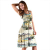 Palm Tree Beach Print Sleeveless Mini Dress