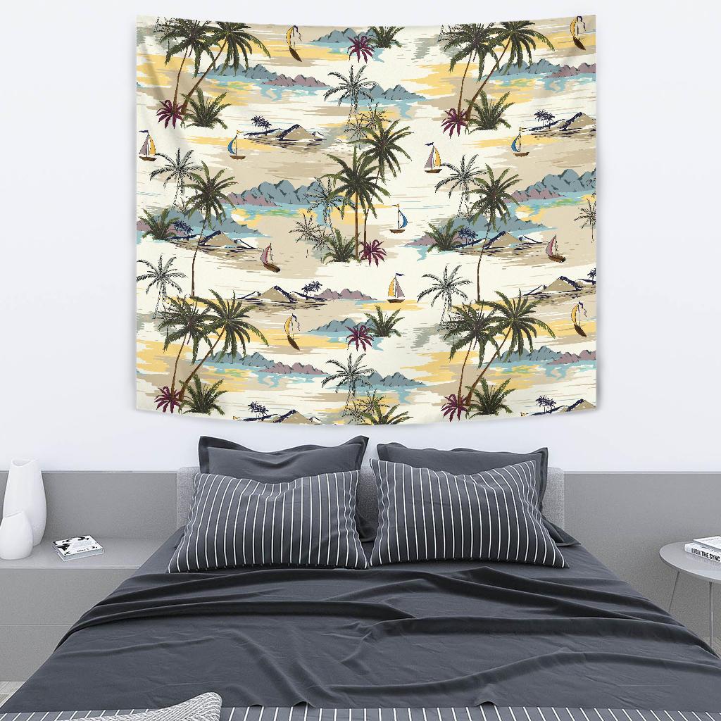 Palm Tree Beach Print Tapestry