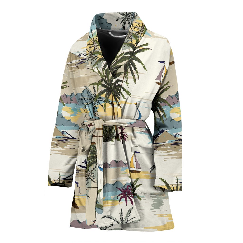 Palm Tree Beach Print Women Bath Robe