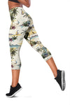 Palm Tree Beach Print Women Capris