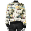 Palm Tree Beach Print Women Casual Bomber Jacket