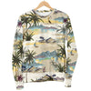 Palm Tree Beach Print Women Crewneck Sweatshirt