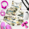 Palm Tree Beach Print Women Racerback Tank Top