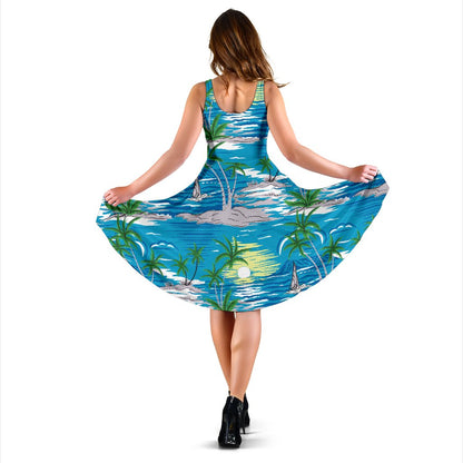 Palm Tree Beach Sleeveless Mini Dress