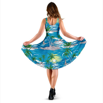 Palm Tree Beach Sleeveless Mini Dress