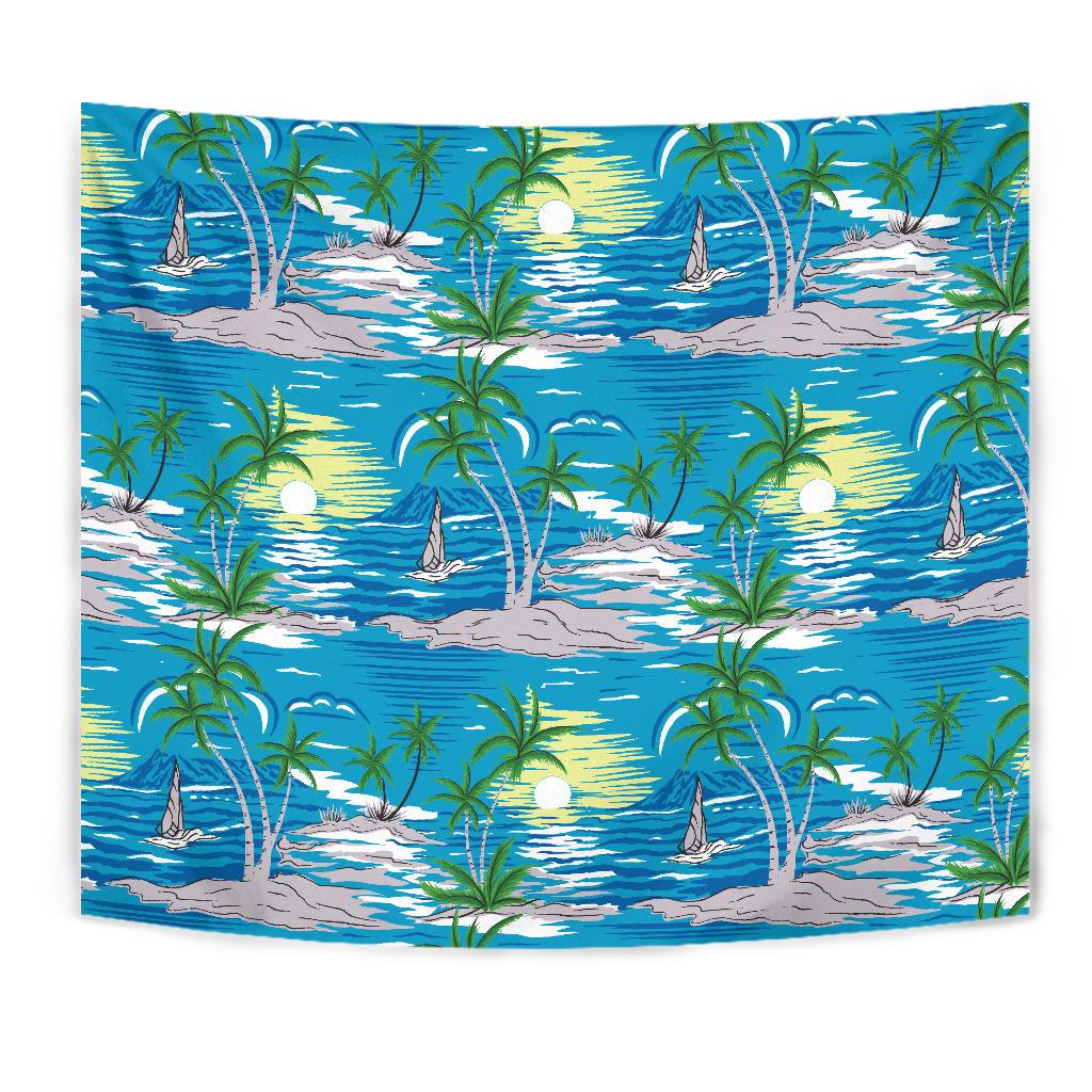 Palm Tree Beach Tapestry